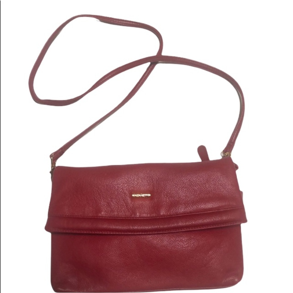 Via‎ Piaggi Red Leather Crossbody Bag Purse